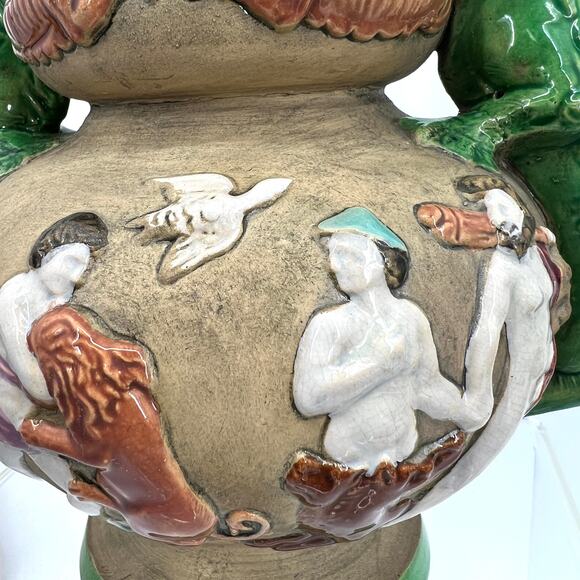 Czecho-Slovakia Erphila Art Pottery Vase Dragon Double Handles Czechosloval 858 - Picture 8 of 13